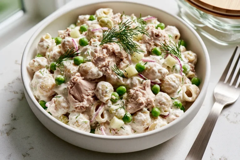 High Protein Tuna Pasta Salad with Greek Yogurt Dressing